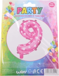 Nafukovací balón číslo 9 růžový se srdíčky