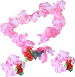 Růžová havajská sada – náhrdelník a náramky