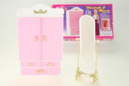 Šatní skříň a zrcadlo pro panenky Glorie