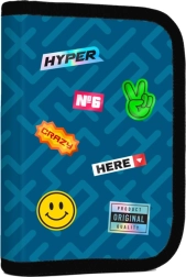 Školní penál OXY GO Stickers, jednopatrový se dvěma chlopněmi