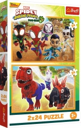 Puzzle 2×24 SPIDEY a dinosauři Trefl