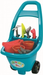 Zahradní vozík pro děti s nářadím, květináči a konvičkou