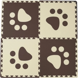 Pěnový baby koberec s hnědými a béžovými okraji