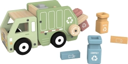 2Kids Toys dřevěné popelářské auto na recyklaci s kontejnery