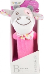 Pískací chrastítko růžová kravička pro miminka