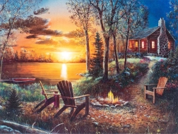 Diamantové malování – dům u jezera 30 × 40 cm