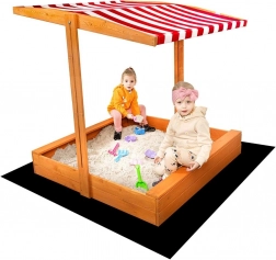 Dřevěné pískoviště se stříškou BABY MIX 120 × 120 cm červeno-bílé