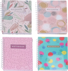 Poznámkový blok se spirálou A5, linkovaný, 100 stran, mix motivů