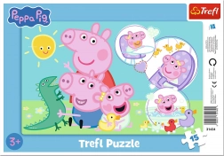 Puzzle Prasátko Peppa 15 dílků na podložce