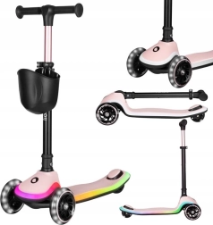 Skládací dětská koloběžka LIONELO Mey Pink Rose s LED osvětlením