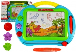 Velká tyrkysová magnetická kreslicí tabulka se razítky