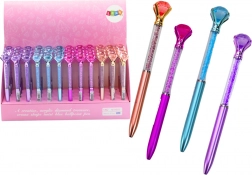 Kuličkové pero s diamantem, modrá náplň 0,7 mm, mix barev