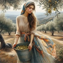 Diamantové malování dívka s úrodou 30 × 40 cm