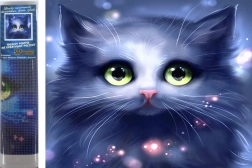 Diamantové malování šedé kotě 30 × 40 cm
