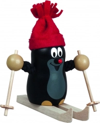 Detoa Krtek na lyžích – dřevěná figurka 10 cm