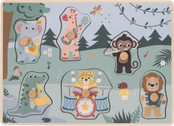 FREE2PLAY dřevěná vkládačka se zvuky – zvířátka z džungle