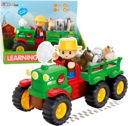 Interaktivní dětský traktor s přívěsem a zvířátky se světly a zvuky FARMER FUN TRUCK