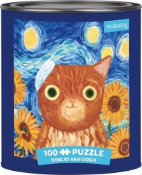 Puzzle Vincent van Gogh umělecké kočky 100 dílků v plechovce