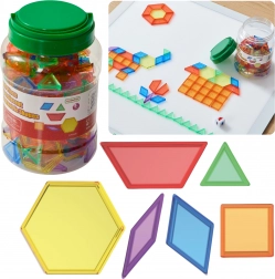 MASTERKIDZ montessori mozaika tangram z průhledných geometrických tvarů, 140 ks