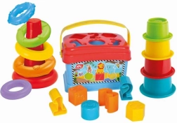 Set na hraní 3 v 1 - vkládačka, pyramida a kelímky