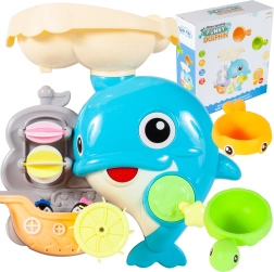 Hračka do koupele delfínek se žlutou a rybkou naběračkou