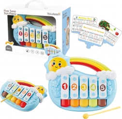 Hudební pianinko pro miminka Slníčko, pět tónů – modré