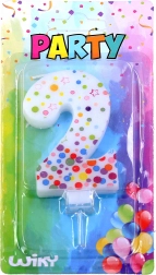 Párty svíčka číslo 2 s puntíky