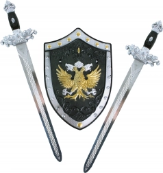 rytířská sada se štítem a dvěma meči pro děti