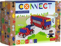 Stavebnice Connect 2v1 autobus a auto s přívěsem Trefl