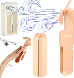 Mini skládací stolní větrák s USB růžový
