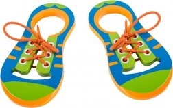 Small Foot dřevěná učební hra Zavaž si tkaničku – pár bot