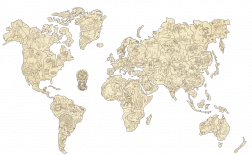 Dřevěná zvířecí mapa světa 3D, velikost M