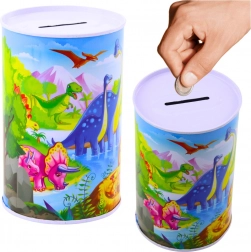 Kovová pokladnička s dinosaury 13 × 8 cm