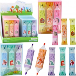 Sada zvýrazňovačů s motivem zvířat, růžová a modrá, dvě špičky, 3 ks