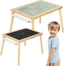Dřevěný kreativní stolek 4v1 s tabulí, mapou města a držákem papíru WOOPIE GREEN