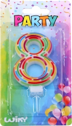 Párty svíčka na dort číslo 8 se stojánkem