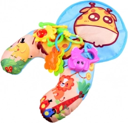 Stabilizační polštářek pro miminka s chrastítky a šusticí podložkou – Žirafa