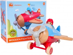 Dřevěné modré letadlo se světly a zvuky