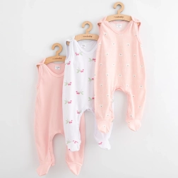 Kojenecké dupačky NEW BABY Classic II, sada 3 ks, dívčí, vel. 56 (0–3 m)