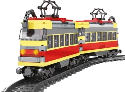 Kompatibilní stavebnice tramvaj na baterie s kolejemi 724 ks