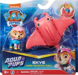Psi Patrol Aqua Pups figurka Skye a růžový ďas mořský s pohyblivými ploutvemi