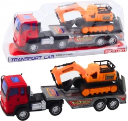 Sada kamion s návěsem a pásový bagr