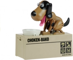 Interaktivní psí pokladnička hnědá s flíčky