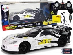 RC auto CORVETTE C6.R 1:18 bílé se světly 2.4 GHz
