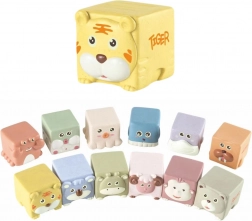 Sada měkkých senzorických kostek se zvířátky, 12 ks