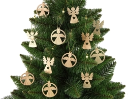 Vánoční dřevěné ozdoby andílci na stromeček 12 ks