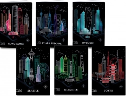 Školní sešit A4 Premium Metallic s motivem měst