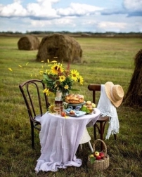 Diamantové malování snídaně na poli 30 × 40 cm