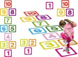 samolepky na podlahu čísla 1–10 pro hru panák – edukativní set