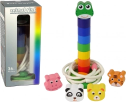 Dřevěná vzdělávací pyramida a prstence se zvířátky